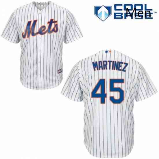 Mens Majestic New York Mets 45 Pedro Martinez Replica White Home Cool Base MLB Jersey